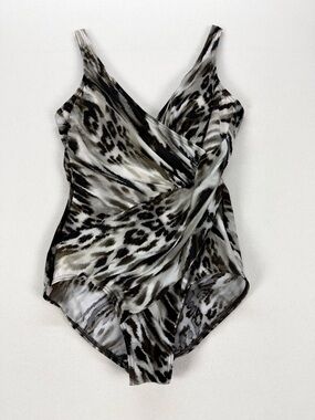 Miraclesuit Tummy Control One Piece Swimsuit Animal Print Wrap Slimming Shaping